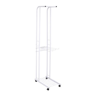 China Multi Stick Storage Standing Clothes Hanging Rack With Necktip Hanger With Wheels for sale