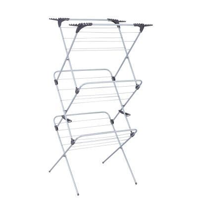 China Folding 15m 3 tier clothes airer steel poating liner clothes drying rack for sale