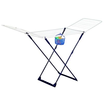 China 20m Folding Steel Drying Rack With Laundry Hanger Basket And Pegs for sale