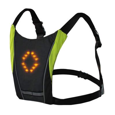 China Current Rechargeable Wireless Bicycle LED Safety Turn Signal Light Vest For Night Riding Guiding With Front Right Left Stop Zipper Lights for sale