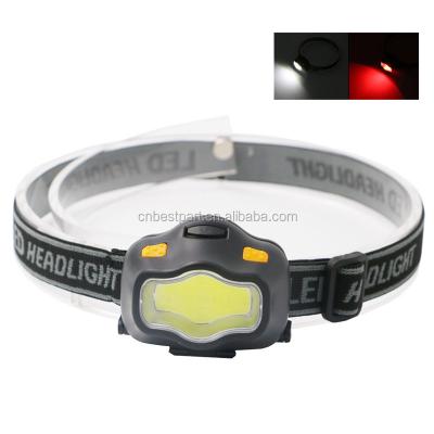 China BD 3W COB Head Camping Light With White And Red Light Battery Rainproof Head Lamp For Outdoor 3 Flashing Mode for sale