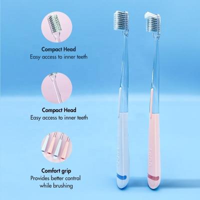 China Super Soft Enterprise Bristle FROG Factory Wholesale Good Quality OEM Soft Toothbrush With Free Sample V-Balanced Bristle Manufacturing Toothbrush for sale