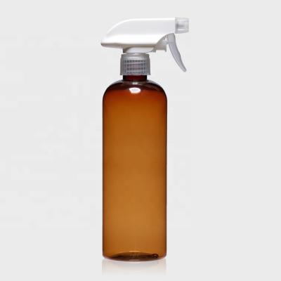 China Amber Trigger Spray Bottle Detergent Personal Care 600ml PET Plastic Bottle for sale