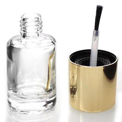 China Stylish 15ml round personal care bottle glass with aluminum cap and brush for sale