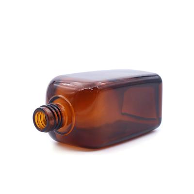 China Personal Care Brown Square Glass Bottle Amber Glass Essential Oil 100ml Bottles In Oil Square Bottles For Cosmetics Dorpper Serum Packing 50ml for sale