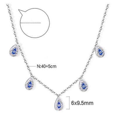 China Luxury European and American Central Institute of Statistics Light Stainless Steel Blue Star Chain Necklace for sale