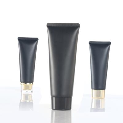 China Cosmetics wholesale 100ml Matte Black Plastic Cosmetic Tube soft frosted black cosmetic tube for sale