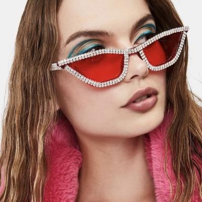 China Fashion Sunglasses Fashion Retro Red Cat Eye Sunglasses Vintage Rhinestone Triangle Frame Personality Party Sunglasses Sun Shade Eyewear for sale