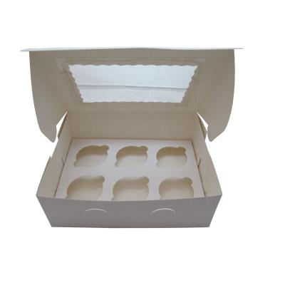 China Disposable Custom Plain 10pcs Per Pack Disposable White Cupcake Box With Insert Card For Bread Shop for sale