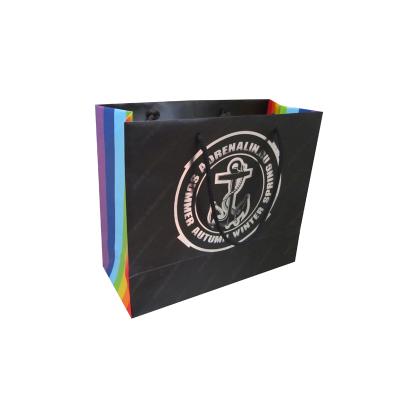 China Recycled Custom Black Luxury Brand Eco-friendly Materials Personality Logo Recycled Gift Garment Garment Packaging Paper Bag With Logo for sale