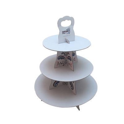 China Recycled Materials Hot Sale 3 Tier Food Display Stand Cardboard Wedding Cake Stands for sale