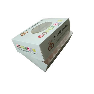 China Recyclable Cupcake Box Bakery Packaging Custom Printing Paper Box With PET Window for sale