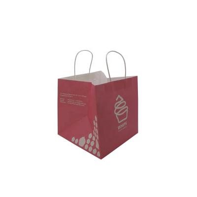 China Recyclable Custom Craft Paper Bags Custom Delivery Packaging Dessert Cupcake Cafe Food Logo for sale