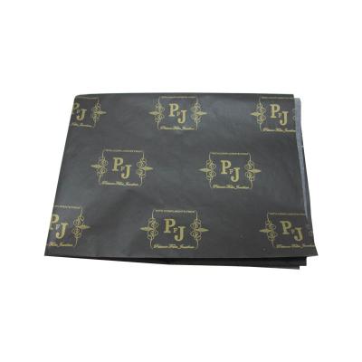 China Custom Black Printed Tissue Paper Greaseproof With Gold Logo For Soap Wrapping for sale