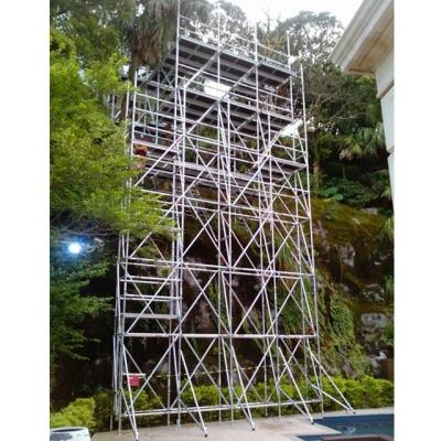 China Leader Aluminum Modular Scaffold Tower 2-40m Height Ringlock Stair Scaffold Tower With Ladder for sale