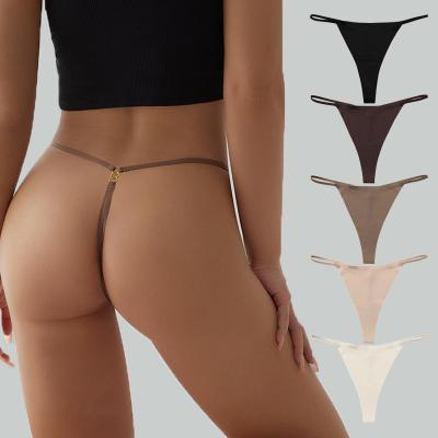 China Breathable Custom Letter Logo Ice Silk Traceless Tangas No Underwear Women Custom Show Panties Women's Private Label Bikini Thongs Seamless for sale