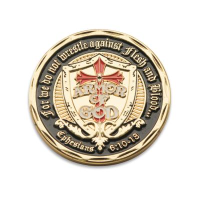 China Europe Jesus Christ Cross Brass Bulk Armor Of God Challenge Coin for sale