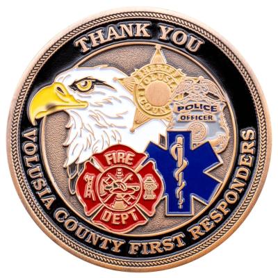 China Europe Thank You Challenge Coin Custom Thank You Volusia County First Responders Challenge Coin for sale