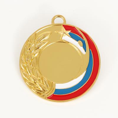 China Custom Russian Europe Metal Gold Enamel Painted Silver Copper Plated Empty Sport Head Medal for sale