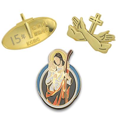 China Custom Europe Metal Cross Jesus Christian Brooches Lapel Pin Chaplain Badges for sale