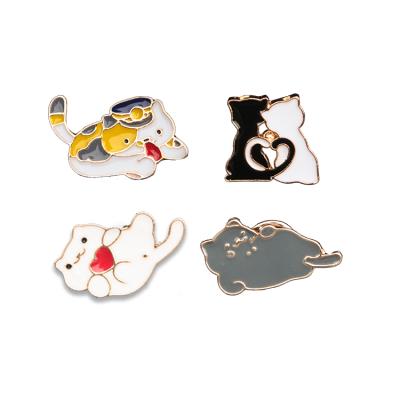 China Europe Cat Cute Enamel Pin Custom Black White Soft Enamel Pins for sale