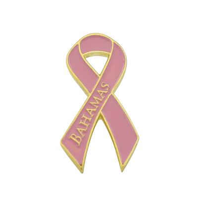 China Custom Pink Ribbon Bahamian Europe Souvenir Metal Bottom Pin Badge for sale