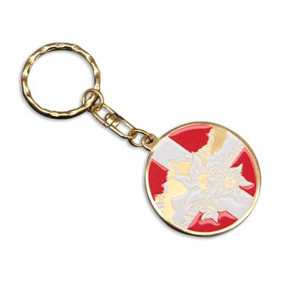 China Soft Ski Coin Gold Metal Custom Switzerland Souvenir Metal Enamel Key Chain for sale