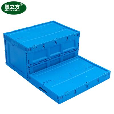 China Factory Sales Nested Hot Blue Folding Crate Storage Basket Eco - Friendly Foldable Plastic Box for sale