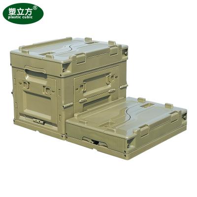 China Professional Nested Foldable Plastic Storage Crate Green Collapsible Plastic Transport Container Box for sale