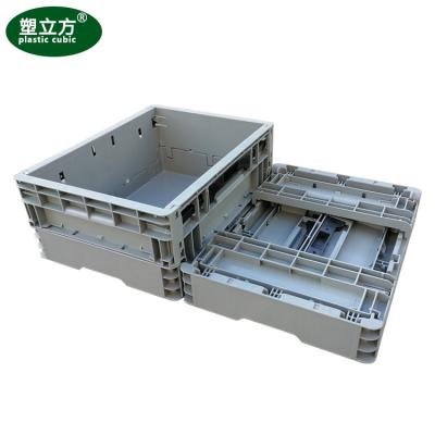 China Factory Price Gray Foldable Plastic Foldable Reusable Foldable Vegetable Crate for sale