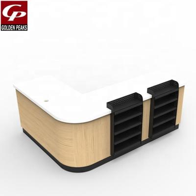 China GoldenPeaks double sided 2019-10-59 wooden checkout counter about service display counter for sale