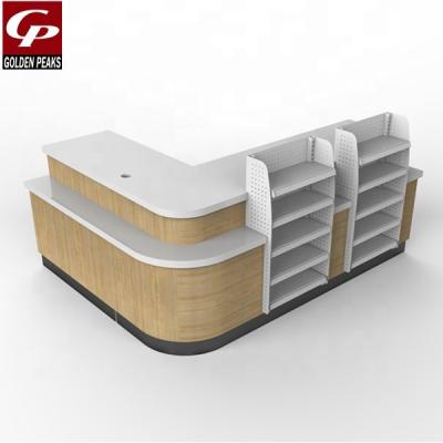 China GoldenPeaks double sided 2019-10-59 wooden checkout counter about service display counter for sale