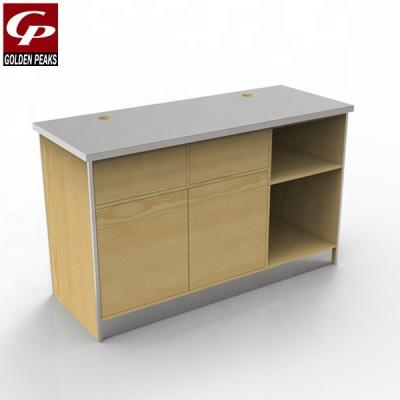 China New Design Retailer Wooden Cashier Double Sided Small Checkout Counter for sale