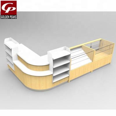 China Double Sided Hot Selling Cashier Counter Customized Retail Supermarket Grocery Check Desk 02 for sale