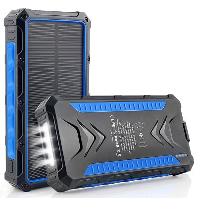 China Quick Charge Support 3USB 30000Mah Waterproof Solar Charger Solar panel External Battery Pack Solar Power Bank for sale