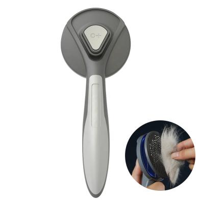 China 2022 Spring Sale Sustainable Pop Pet Automatically Groom Slicker Brush Comb Dog Bristle Brush Cat Comb With Self Clean Button for sale