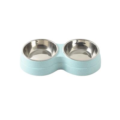 China New Style Puppies Viable Detachable Stainless Steel Water And Food Feeder Pet Bowl Dogs Roll Double Dog Feeding Bowl for sale