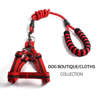 China Reflective Pet Dog Harness Durable Lead Leash Nylon Colorful Collars And Leashes for sale