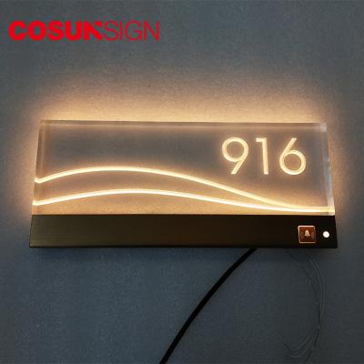 China Easy Installation Acrylic Contemporary House Sign Plaque Led Door Number In Hotel for sale