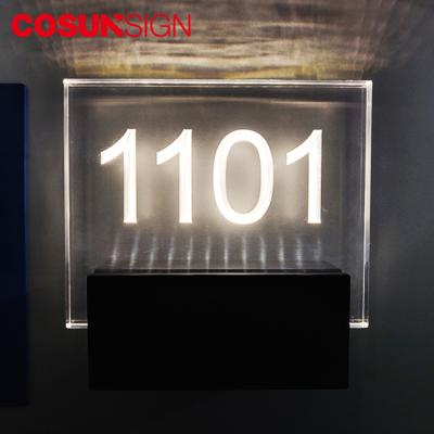 China Illumination Steel Sign Easy Installation Light Etched Clear Acrylic Halo Plaque for sale