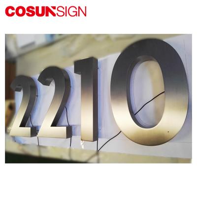 China New Backlit Stainless Steel Glow in the Dark Luminous Solar Led Metal House Number License Plate Sign for sale