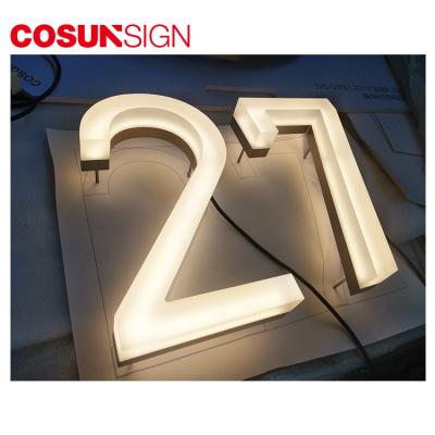 China Gold Modern Aluminum Light Outside Modern Acrylic Outdoor Led Floating House Number for sale