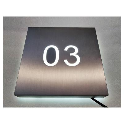 China Modern Fancy Metal Digital Hotel Door Custom Room British Empty Frost License Plate Light Design for sale