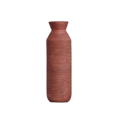 China Nordic Eco-friendly Modern Ceramic Flower Vase Wholesale Brownish Red Vase for sale