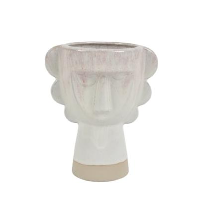 China Eco-friendly Design Art Vase Flower Arrangement Decoration Handmade Face Ornaments Ceramic Vase For Home Decor for sale