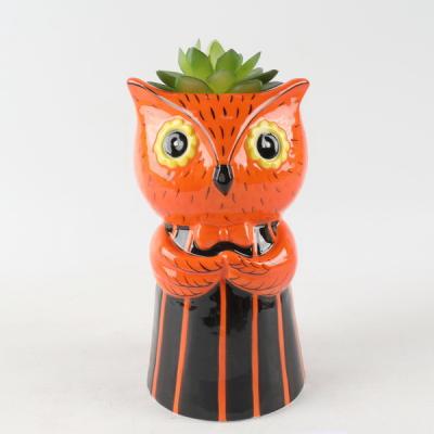 China Eco-friendly Creative Owl Shape Ceramic Succulent Planters Small Pots Home Decoration for sale