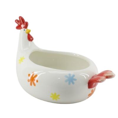 China Creative Cute Ceramic Egg Basket Farm Chicken Cover Egg Holder Basket for sale