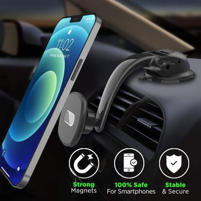 China Adjustable Universal Magnetic Phone Holder Mount Phone Cup Suction Dashboard Car Mobile Holder for Iphone 12 for sale