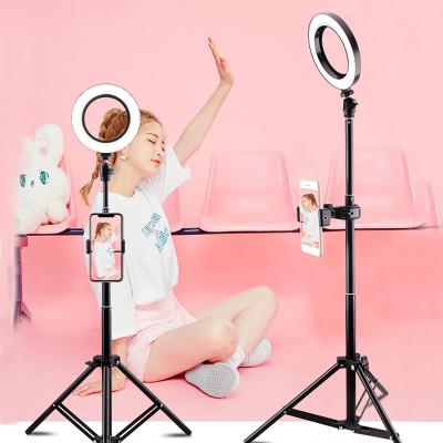 China Aluminum+PC 10 Inch Selfie Ring Light with Tripod Stand with 2 Phone Holders Dimmable LED Beauty Camera Ring Light for Makeup for sale