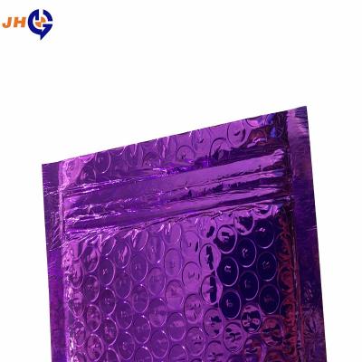 China Professional Packaging Shock Resistance New Degradation Bubble Custom Aluminized Inner String Zipper bagBubble Bag Purple for sale